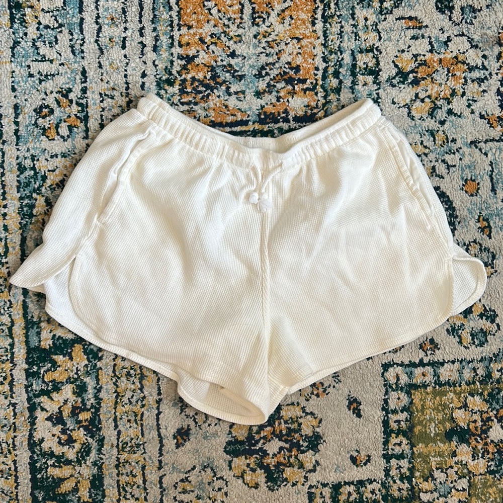 White brandy terry shorts